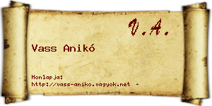 Vass Anikó névjegykártya